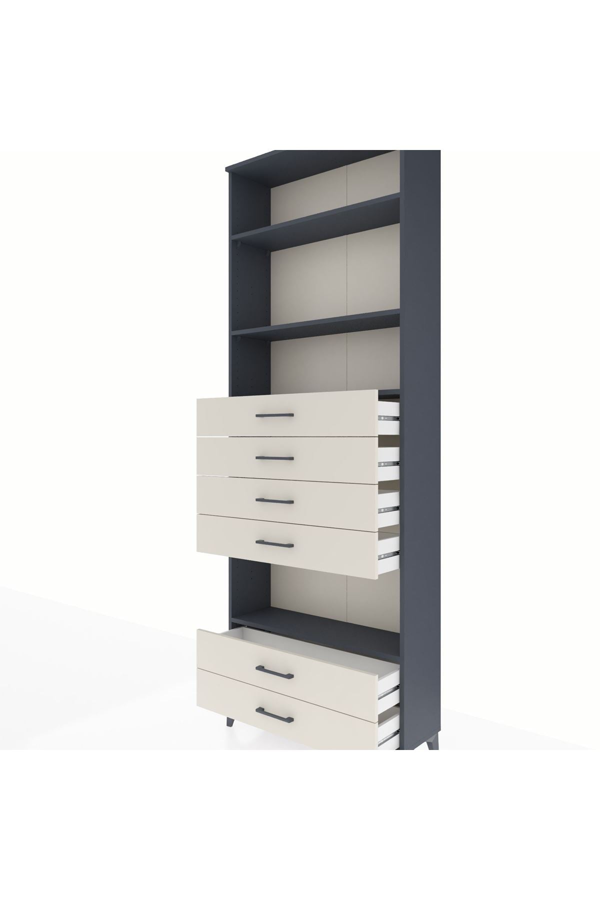 Arges Dolap 4 Raflı 6 Çekmeceli 88x30x243 Antrasit-Aytaşı