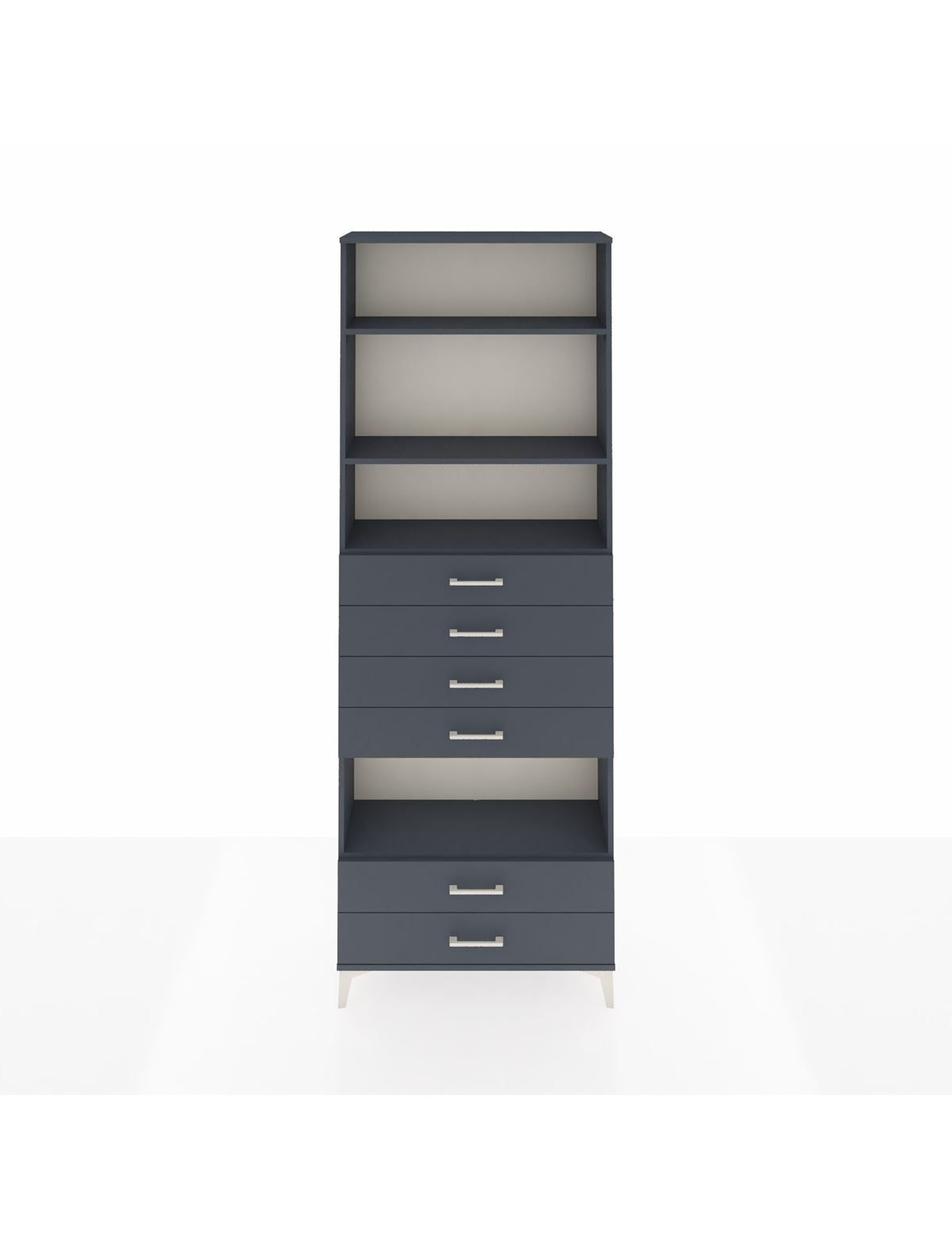 Arges Dolap 4 Raflı 6 Çekmeceli 88x30x243 Antrasit-Antrasit