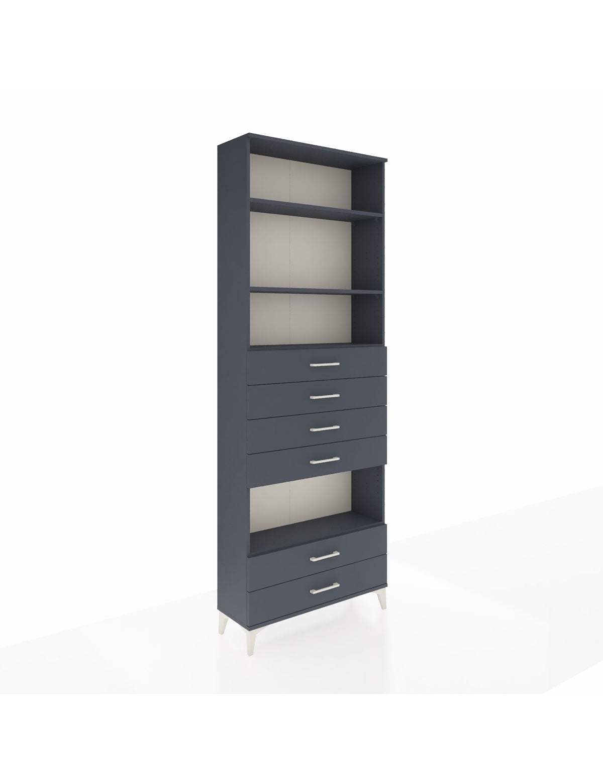 Arges Dolap 4 Raflı 6 Çekmeceli 88x30x243 Antrasit-Antrasit