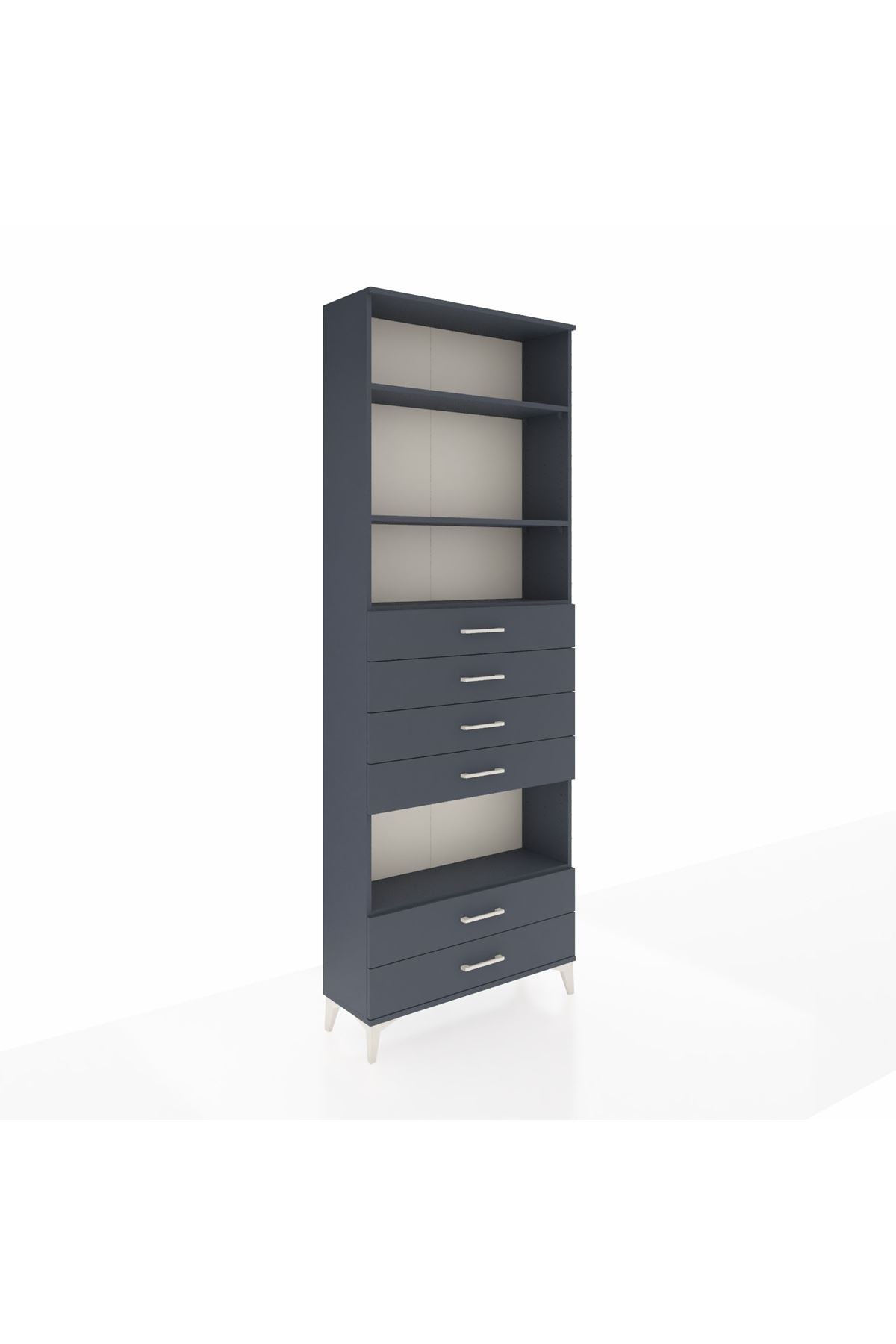 Arges Dolap 4 Raflı 6 Çekmeceli 88x30x243 Antrasit-Antrasit