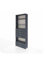 Arges Dolap 4 Raflı 6 Çekmeceli 88x30x243 Antrasit-Antrasit