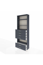 Arges Dolap 4 Raflı 6 Çekmeceli 88x30x243 Antrasit-Antrasit