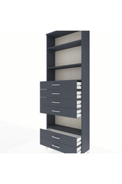 Arges Dolap 4 Raflı 6 Çekmeceli 88x30x243 Antrasit-Antrasit