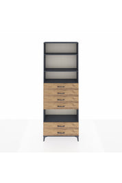 Arges Dolap 4 Raflı 6 Çekmeceli 88x30x243 Antrasit-Çam