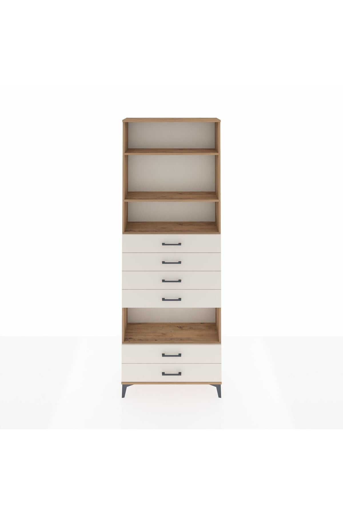 Arges Dolap 4 Raflı 6 Çekmeceli 88x30x243 Çam-Aytaşı