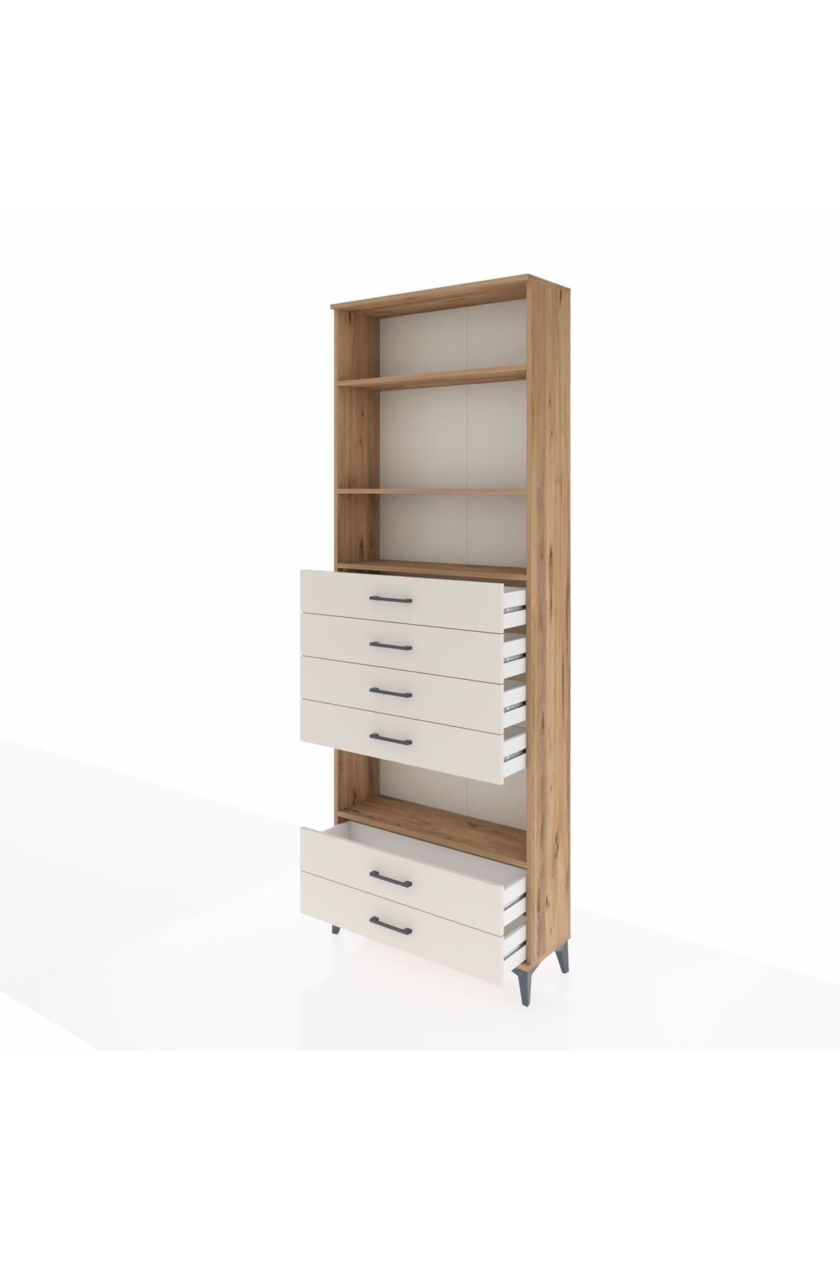 Arges Dolap 4 Raflı 6 Çekmeceli 88x30x243 Çam-Aytaşı