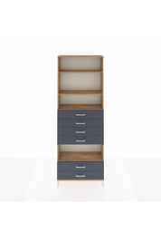 Arges Dolap 4 Raflı 6 Çekmeceli 88x30x243 Çam-Antrasit