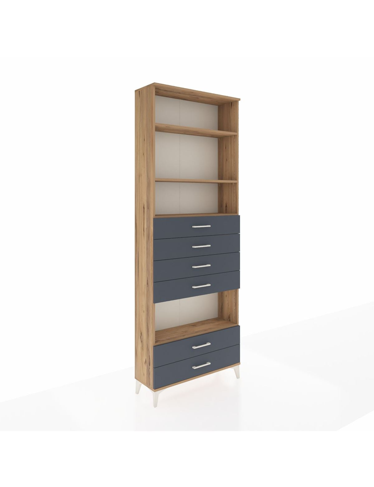 Arges Dolap 4 Raflı 6 Çekmeceli 88x30x243 Çam-Antrasit