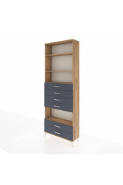 Arges Dolap 4 Raflı 6 Çekmeceli 88x30x243 Çam-Antrasit