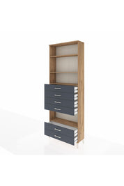 Arges Dolap 4 Raflı 6 Çekmeceli 88x30x243 Çam-Antrasit