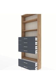 Arges Dolap 4 Raflı 6 Çekmeceli 88x30x243 Çam-Antrasit