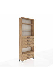 Arges Dolap 4 Raflı 6 Çekmeceli 88x30x243 Çam-Çam