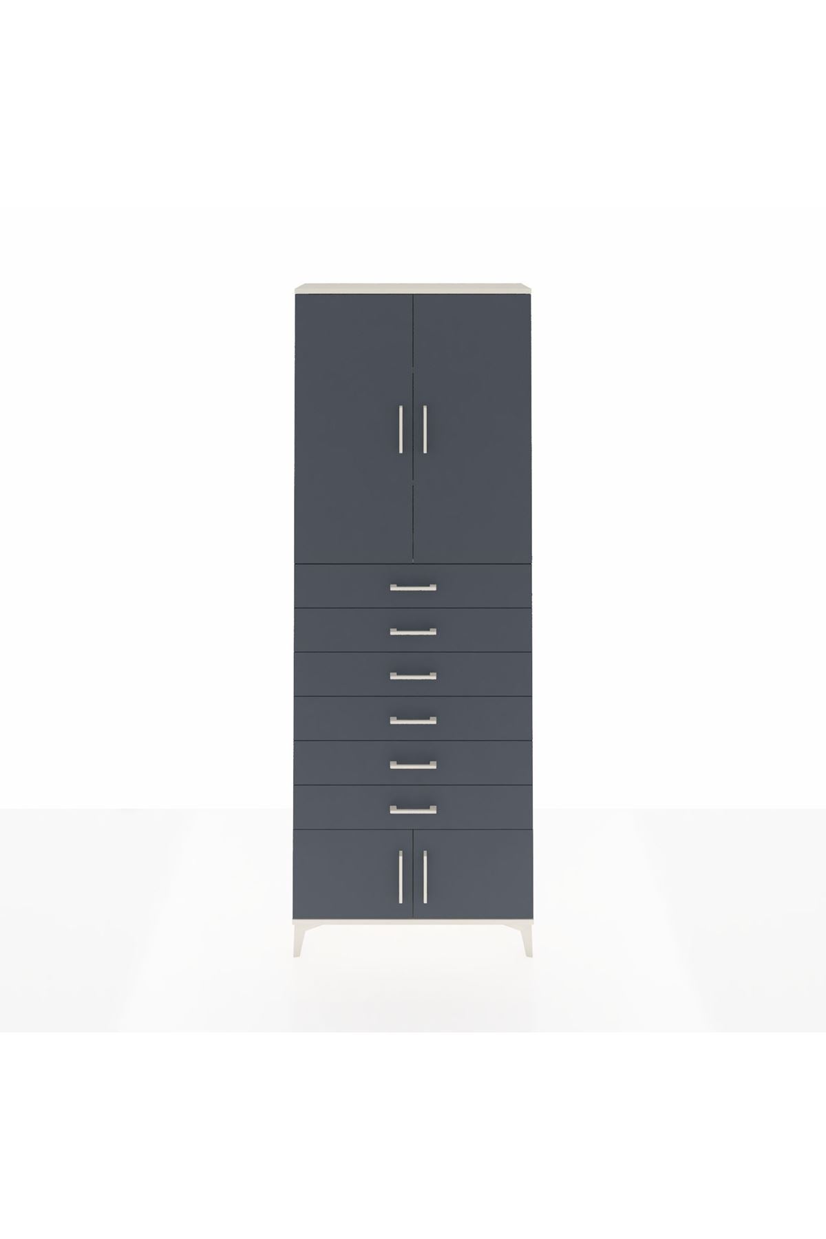 Arges Dolap 3 Raflı 6 Çekmeceli 4 Kapaklı 88x30x243 Aytaşı-Antrasit