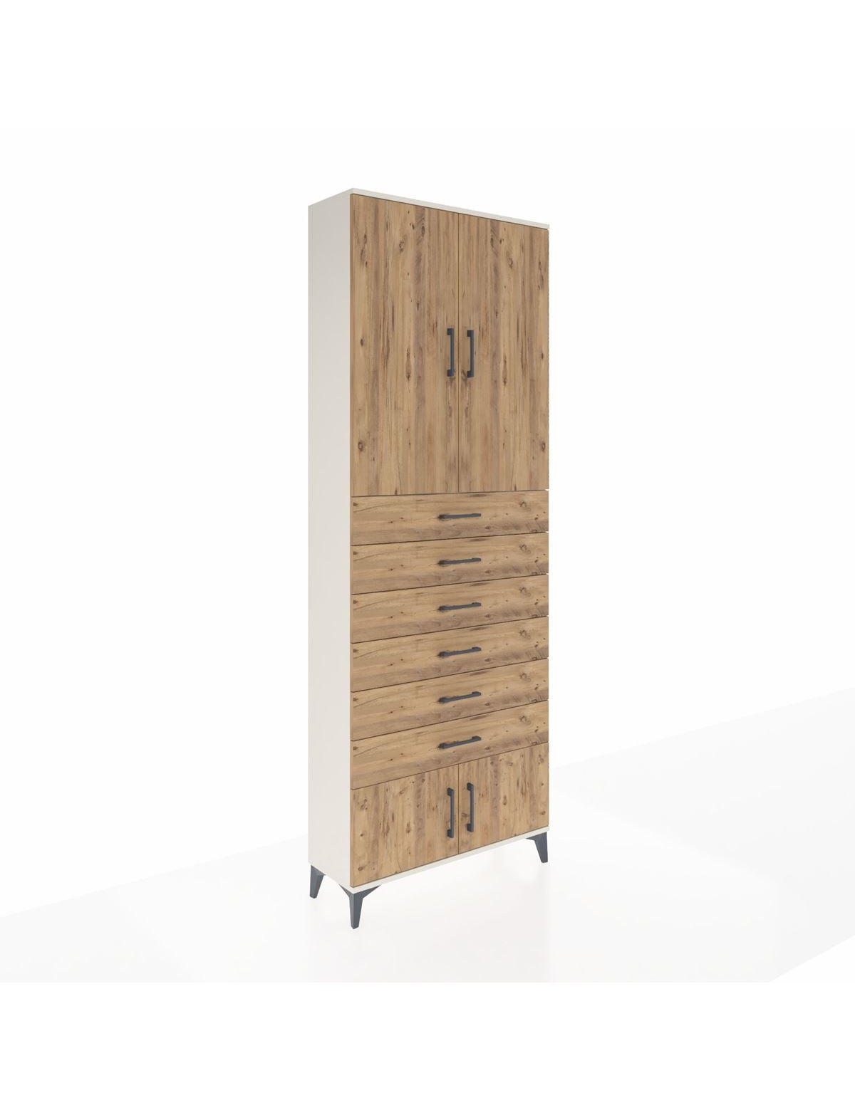 Arges Dolap 3 Raflı 6 Çekmeceli 4 Kapaklı 88x30x243 Aytaşı-Çam