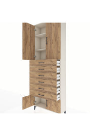 Arges Dolap 3 Raflı 6 Çekmeceli 4 Kapaklı 88x30x243 Aytaşı-Çam