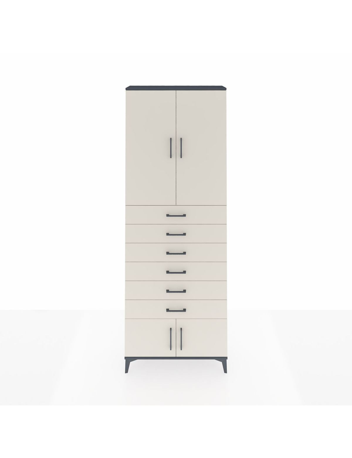 Arges Dolap 3 Raflı 6 Çekmeceli 4 Kapaklı 88x30x243 Antrasit-Aytaşı