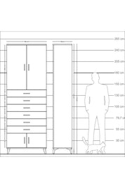 Arges Dolap 3 Raflı 6 Çekmeceli 4 Kapaklı 88x30x243 Aytaşı-Çam