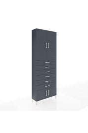 Arges Dolap 3 Raflı 6 Çekmeceli 4 Kapaklı 88x30x243 Antrasit-Antrasit