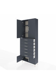 Arges Dolap 3 Raflı 6 Çekmeceli 4 Kapaklı 88x30x243 Antrasit-Antrasit