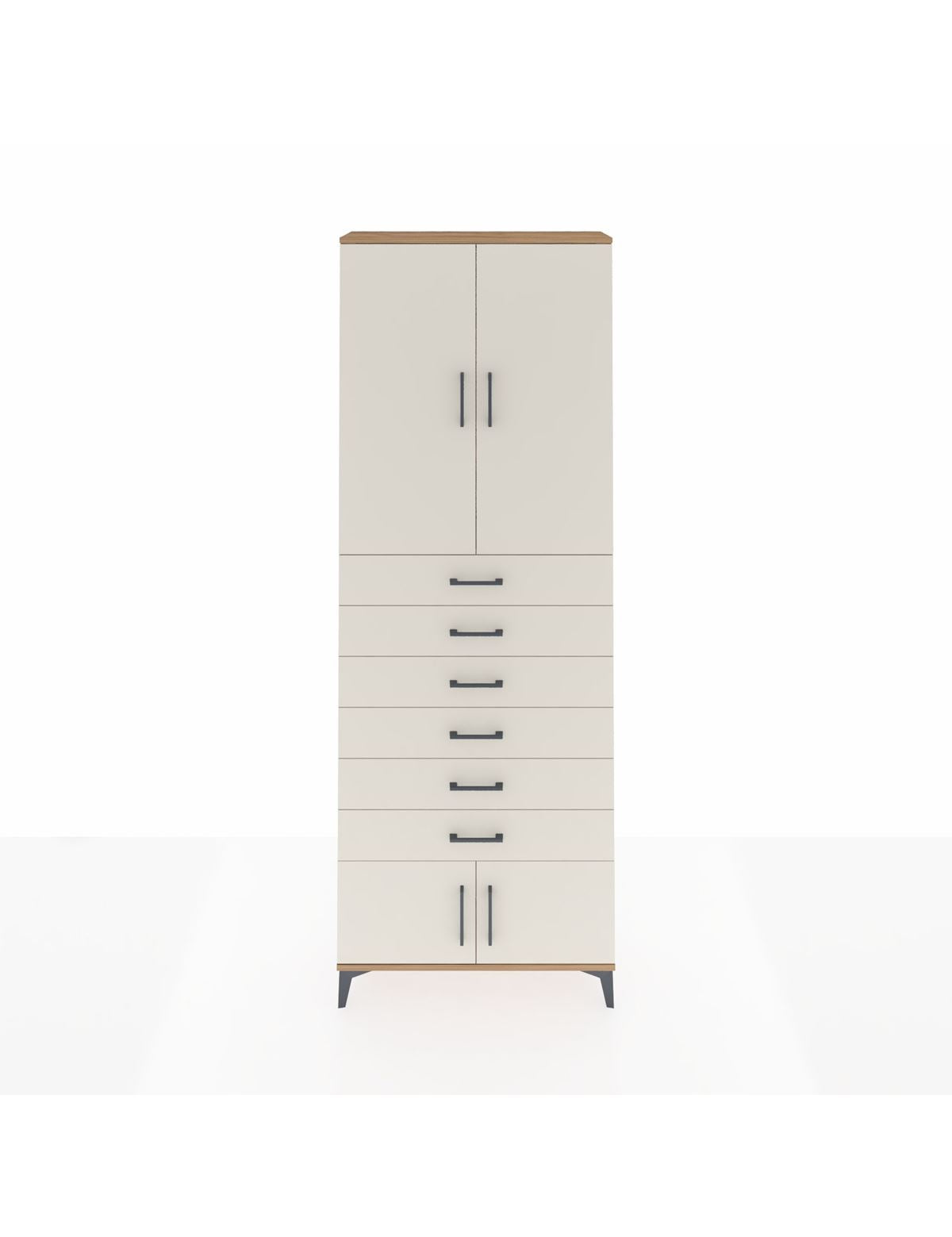 Arges Dolap 3 Raflı 6 Çekmeceli 4 Kapaklı 88x30x243 Çam-Aytaşı