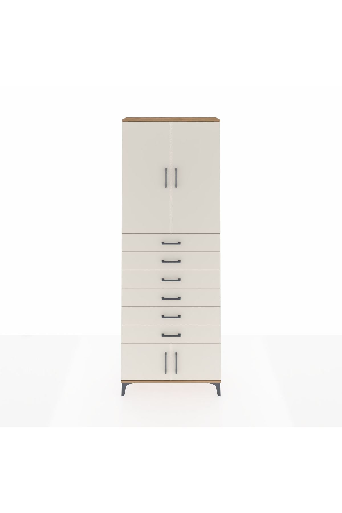 Arges Dolap 3 Raflı 6 Çekmeceli 4 Kapaklı 88x30x243 Çam-Aytaşı