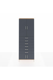 Arges Dolap 3 Raflı 6 Çekmeceli 4 Kapaklı 88x30x243 Çam-Antrasit