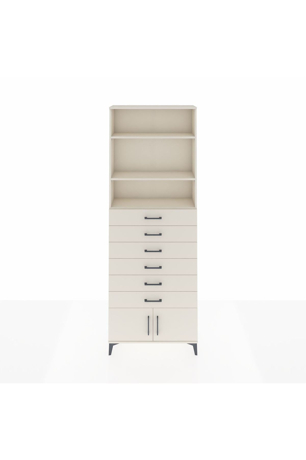 Arges Dolap 3 Raflı 6 Çekmeceli 2 Kapaklı 88x30x243 Aytaşı-Aytaşı