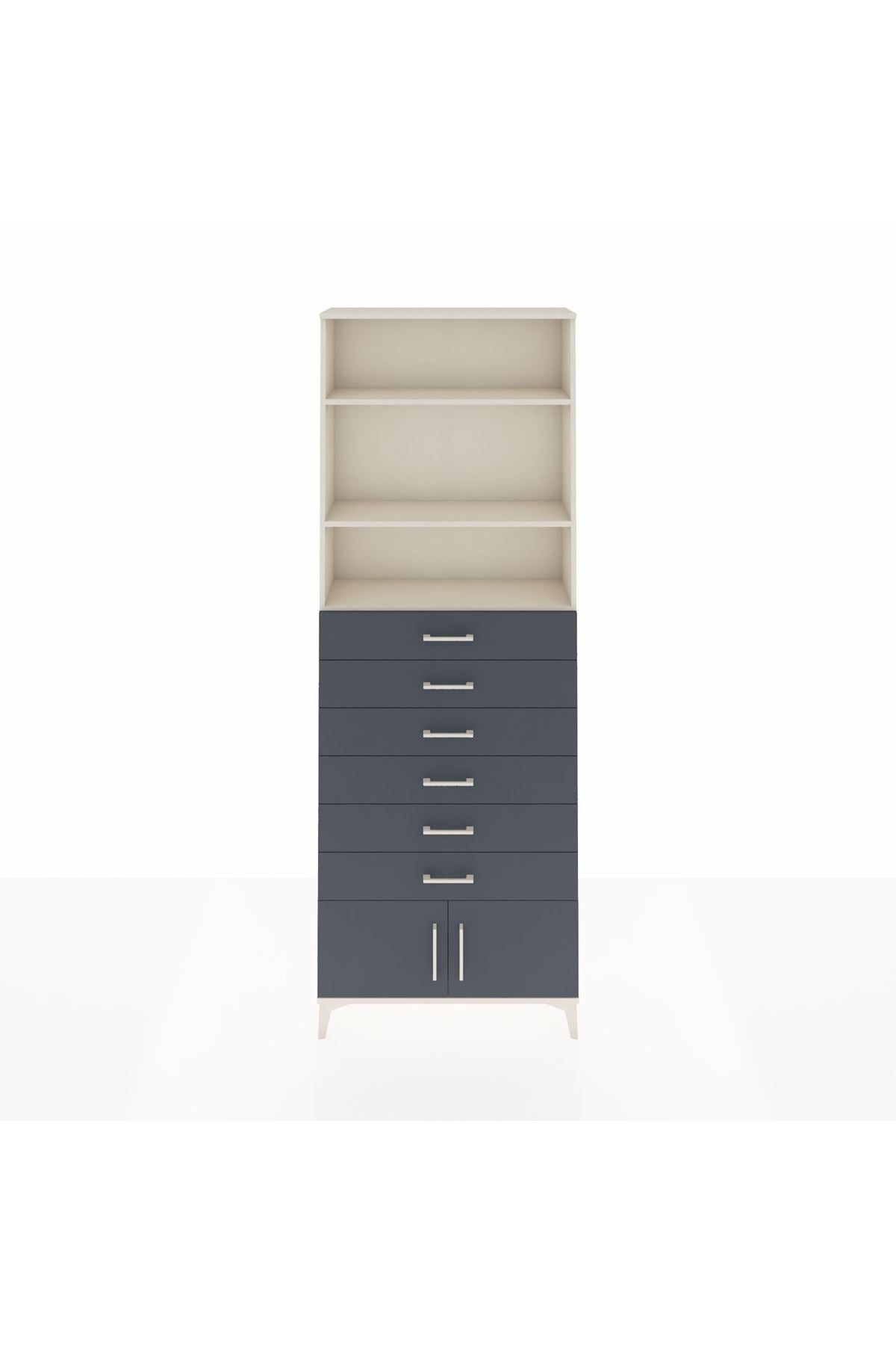 Arges Dolap 3 Raflı 6 Çekmeceli 2 Kapaklı 88x30x243 Aytaşı-Antrasit