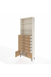 Arges Dolap 3 Raflı 6 Çekmeceli 2 Kapaklı 88x30x243 Aytaşı-Çam