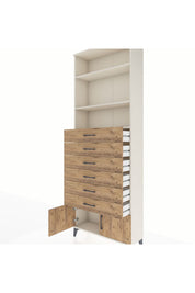 Arges Dolap 3 Raflı 6 Çekmeceli 2 Kapaklı 88x30x243 Aytaşı-Çam