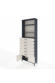 Arges Dolap 3 Raflı 6 Çekmeceli 2 Kapaklı 88x30x243 Antrasit-Aytaşı