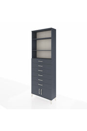 Arges Dolap 3 Raflı 6 Çekmeceli 2 Kapaklı 88x30x243 Antrasit-Antrasit