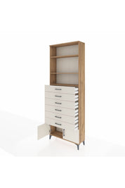 Arges Dolap 3 Raflı 6 Çekmeceli 2 Kapaklı 88x30x243 Çam-Aytaşı