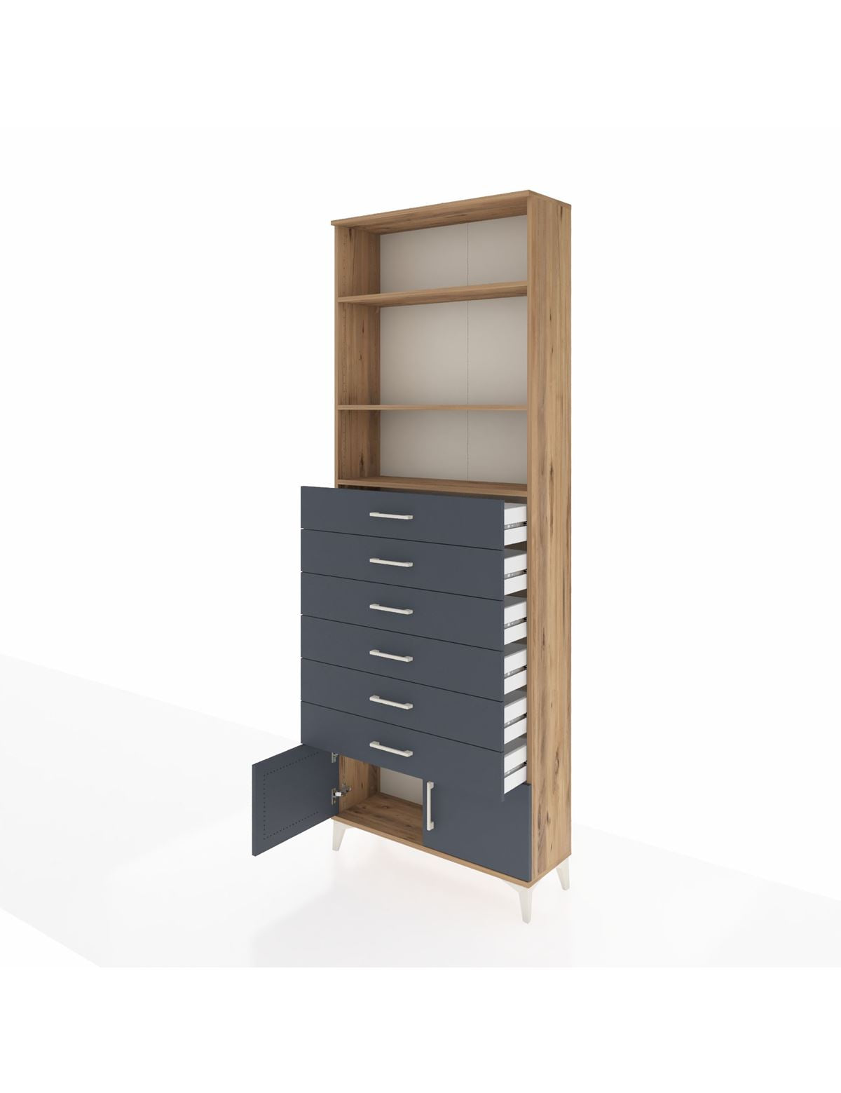 Arges Dolap 3 Raflı 6 Çekmeceli 2 Kapaklı 88x30x243 - S33M228V8A