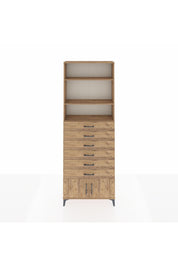 Arges Dolap 3 Raflı 6 Çekmeceli 2 Kapaklı 88x30x243 Çam-Çam