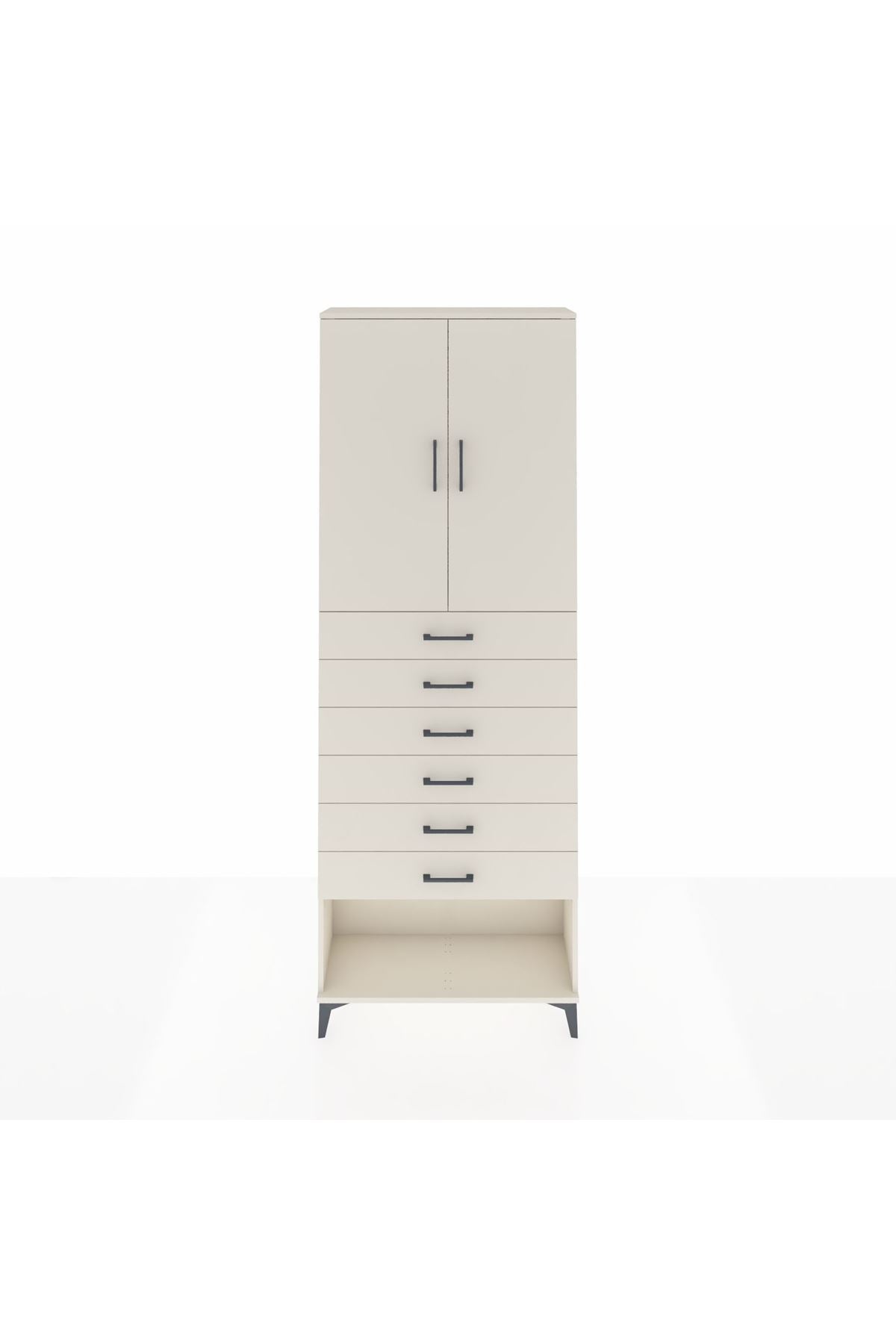 Arges Dolap 3 Raflı 6 Çekmeceli 2 Kapaklı 88x30x243 Aytaşı-Aytaşı