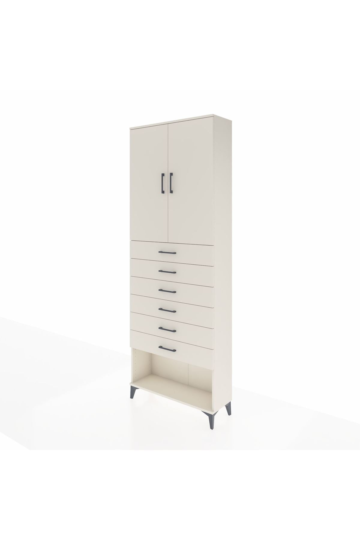 Arges Dolap 3 Raflı 6 Çekmeceli 2 Kapaklı 88x30x243 Aytaşı-Aytaşı