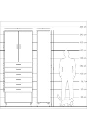 Arges Dolap 3 Raflı 6 Çekmeceli 2 Kapaklı 88x30x243 Aytaşı-Antrasit