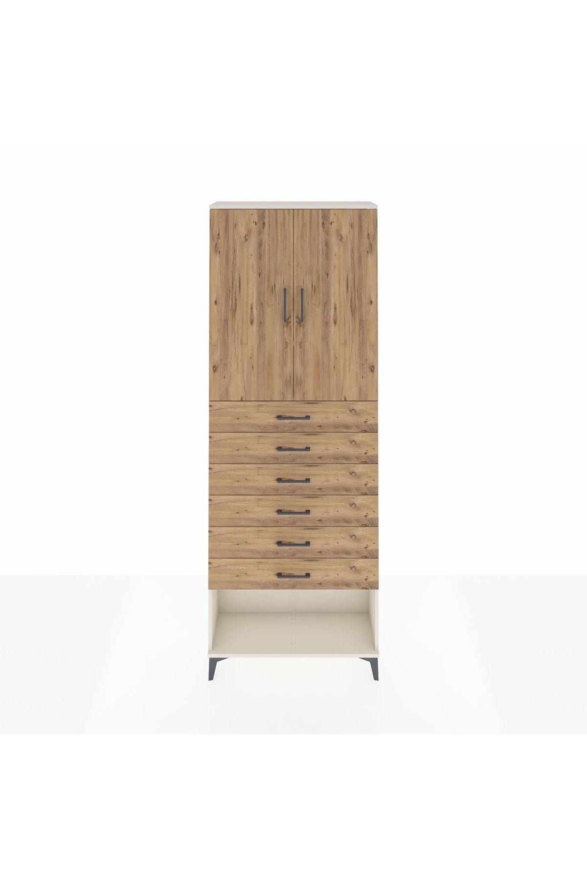 Arges Dolap 3 Raflı 6 Çekmeceli 2 Kapaklı 88x30x243 Aytaşı-Çam