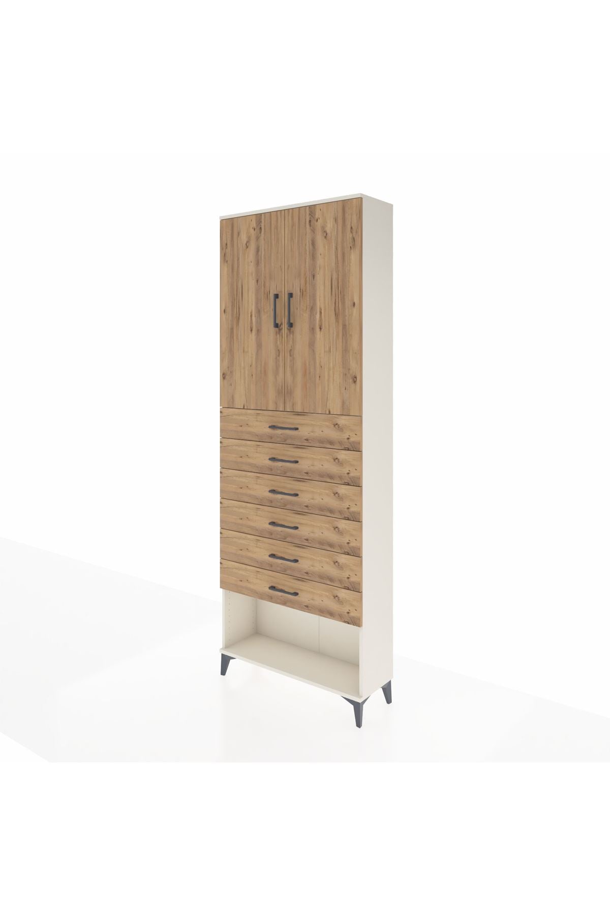 Arges Dolap 3 Raflı 6 Çekmeceli 2 Kapaklı 88x30x243 Aytaşı-Çam