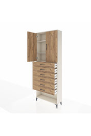 Arges Dolap 3 Raflı 6 Çekmeceli 2 Kapaklı 88x30x243 Aytaşı-Çam