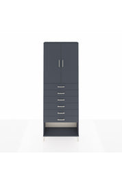 Arges Dolap 3 Raflı 6 Çekmeceli 2 Kapaklı 88x30x243 Antrasit-Antrasit