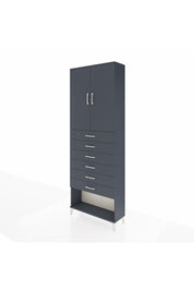 Arges Dolap 3 Raflı 6 Çekmeceli 2 Kapaklı 88x30x243 Antrasit-Antrasit