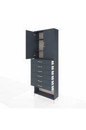 Arges Dolap 3 Raflı 6 Çekmeceli 2 Kapaklı 88x30x243 Antrasit-Antrasit