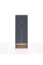 Arges Dolap 3 Raflı 6 Çekmeceli 2 Kapaklı 88x30x243 Çam-Antrasit