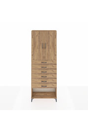 Arges Dolap 3 Raflı 6 Çekmeceli 2 Kapaklı 88x30x243 Çam-Çam