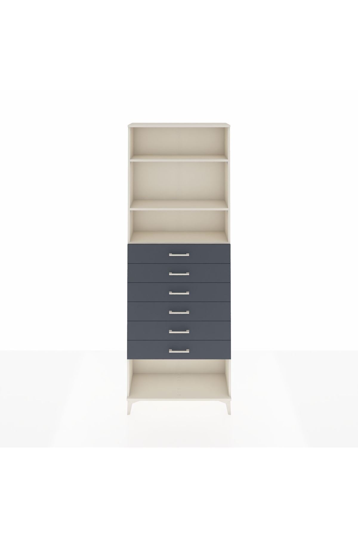 Arges Dolap 3 Raflı 6 Çekmeceli 88x30x243 Aytaşı-Antrasit