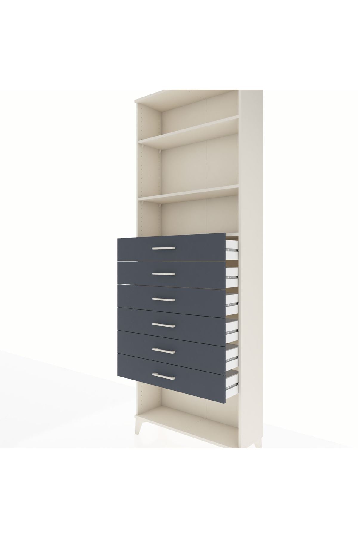 Arges Dolap 3 Raflı 6 Çekmeceli 88x30x243 Aytaşı-Antrasit