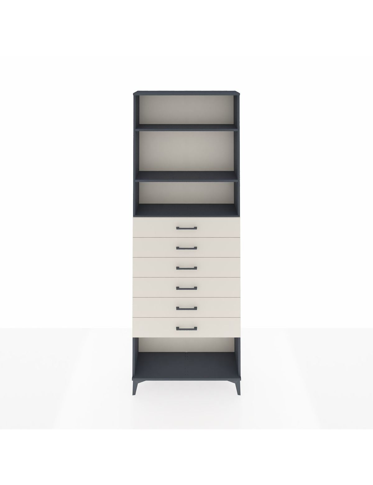 Arges Dolap 3 Raflı 6 Çekmeceli 88x30x243 Antrasit-Aytaşı