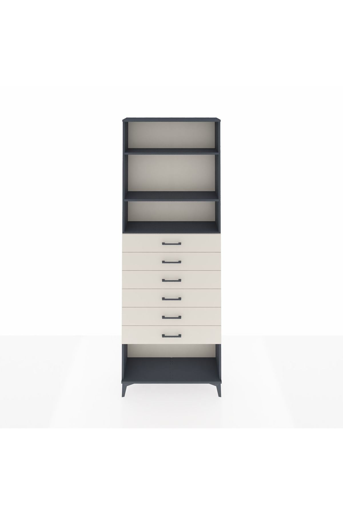 Arges Dolap 3 Raflı 6 Çekmeceli 88x30x243 Antrasit-Aytaşı